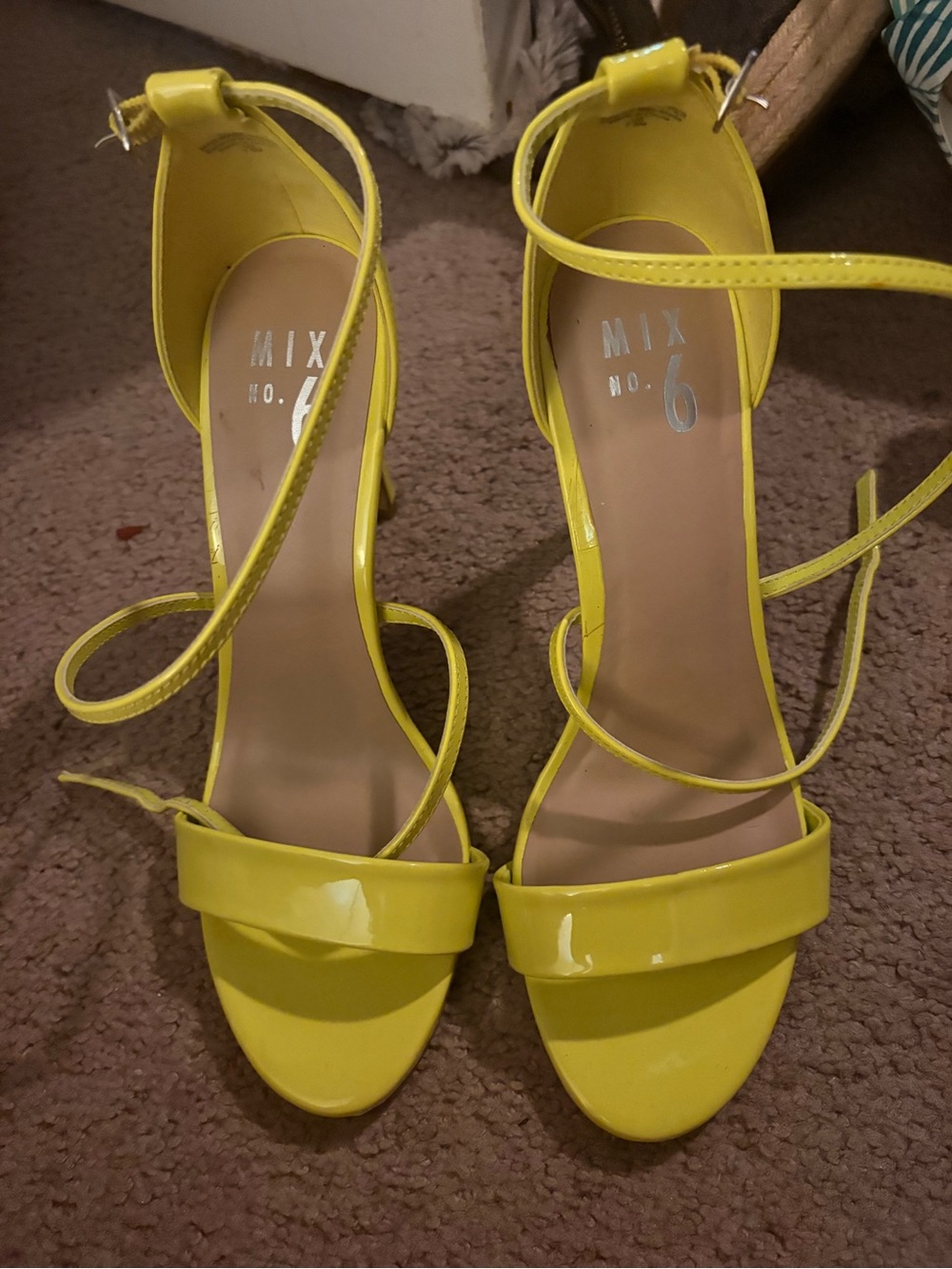 Mix No. 6 Bright Yellow Patent Strappy Heels